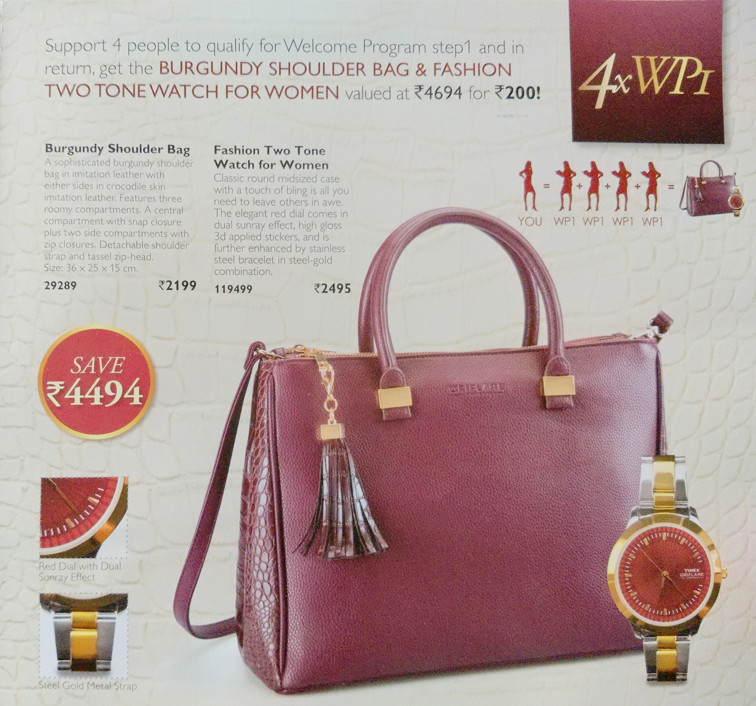 Oriflame Catalogue Garnet Collection Flyer 1st November Support 2 People To Qualify For Welcome Program Step1 And In Return Get The Burgundy Shoulder Bag Valued At Rs 2199 200