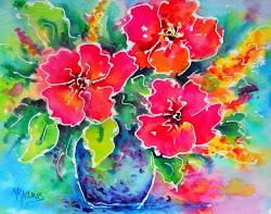 fluid masking colorful martha kisling lines watercolor fine bouquet painting classes batik heart workshops