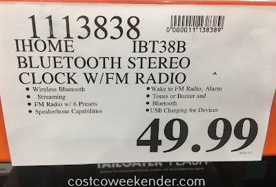 Deal for the iHome iBT38B Dual Alarm Stereo Clock Radio + USB Charging at Costco