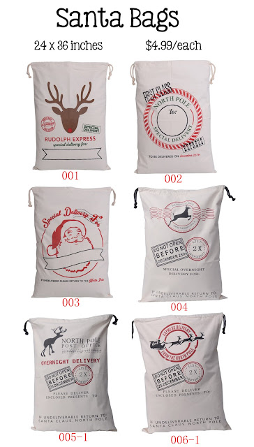 Clothing - Santa Bags in stock on the Website!!