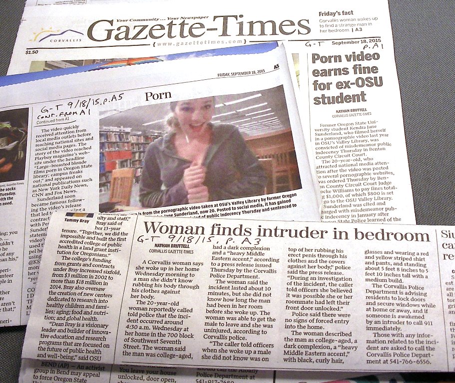 Osu Library Porn - Tom's OSU: Front page OSU library flasher story bumps sexual assault story  to page 3