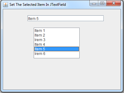 Displaying the Selected Item From List Into JTextfield In Java