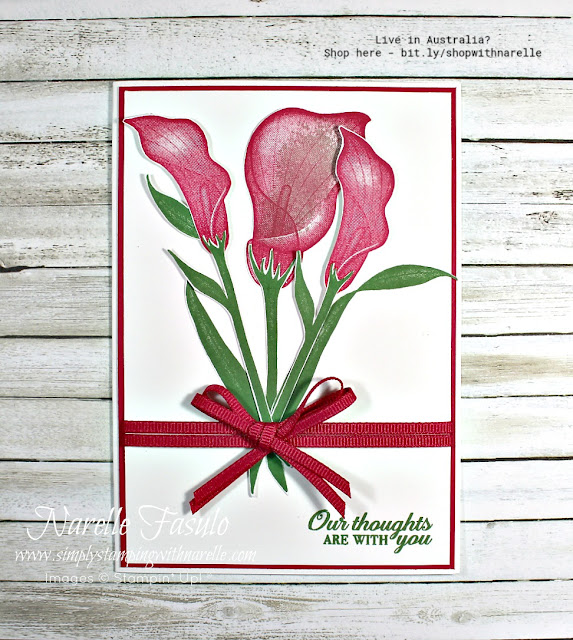 Make a gorgeous card like this easily with the classic Lasting Lily stamp set. You can get it for free with a qualifying order. Click through to my web site to find out how.