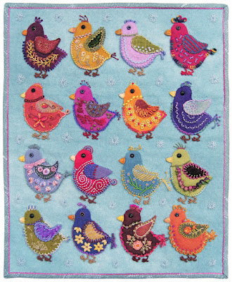 Chicks, a wall quilt by Robin Atkins, embroidery on wool applique