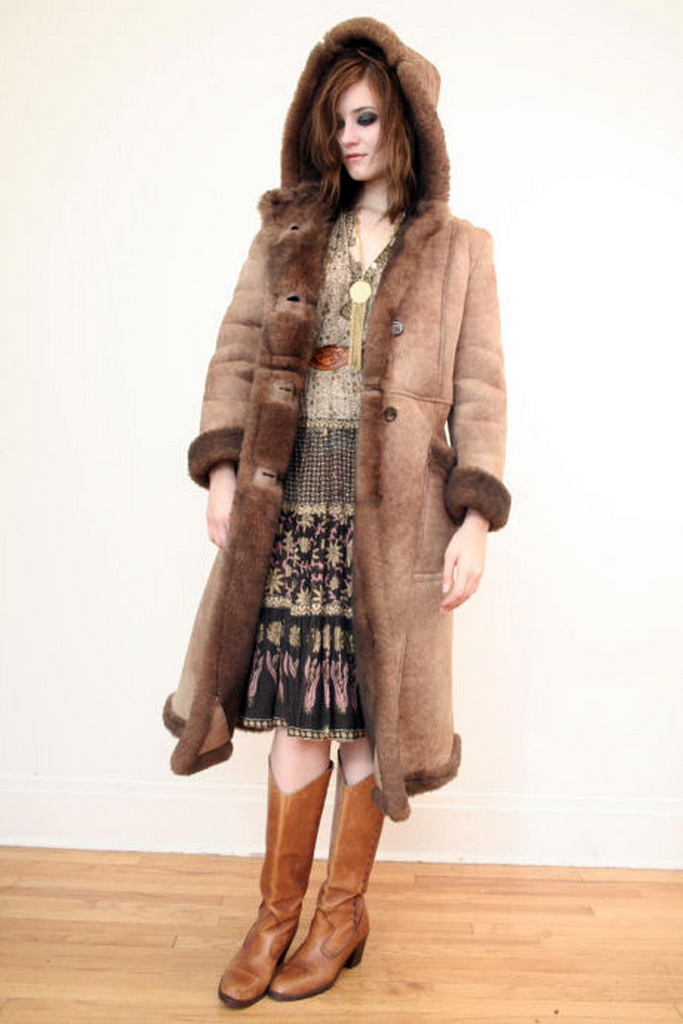 Sheepskin Shearling lover Classic long vintage sheepskin coat