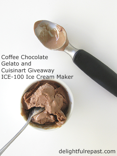 Coffee Chocolate Gelato - Cuisinart Giveaway ICE-100 Compressor Ice Cream Maker / www.delightfulrepast.com