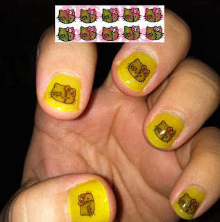 Yellow Hello Kitty Nail Art