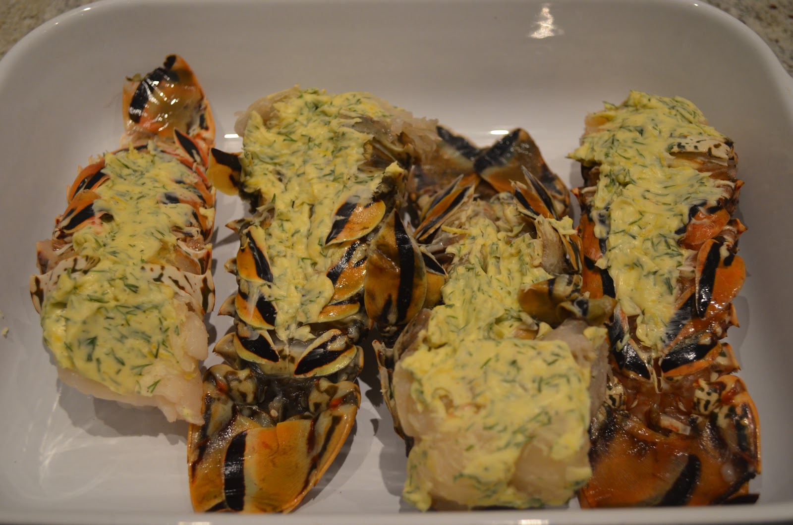 Foodie Funday Sunday Lobster Tails with Dill Butter & Pistachios on Saffron Risotto with Leeks