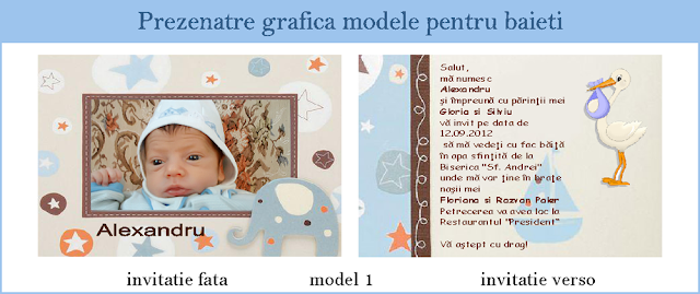 invitatii botez carte postala 