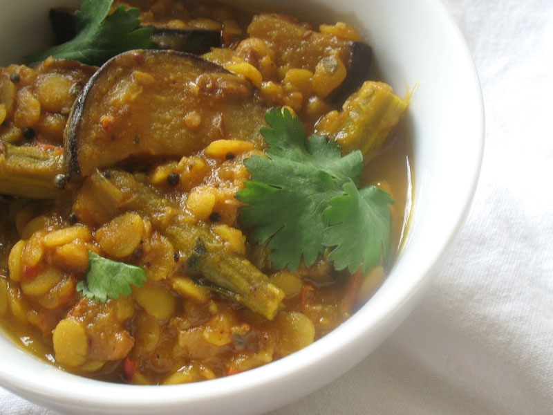Drumstick Sambar with Seared Eggplant Lisa's Kitchen Vegetarian