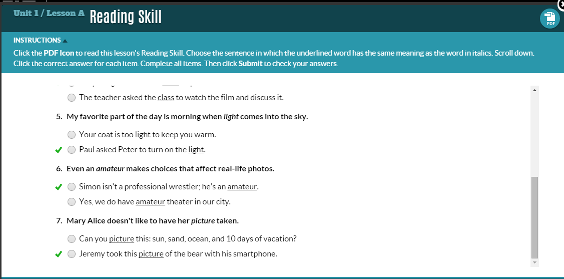 Lesson 6 homework 4.1 answer key picture