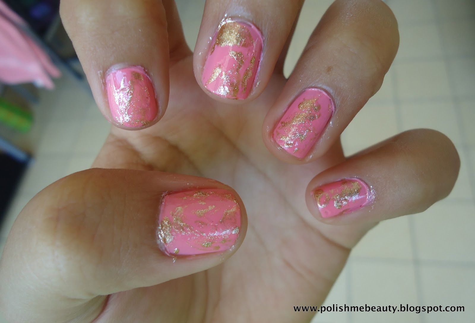 Polish Me Beautiful Rose Gold Leaf Nails