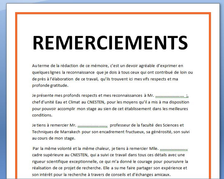 Exemple de remerciement du memoire – Salutations populaires
