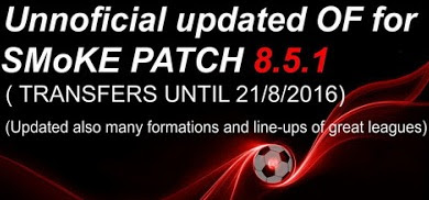 Option File PES 2016 untuk SMoKE Patch 8.5.1 update 22-08-2016