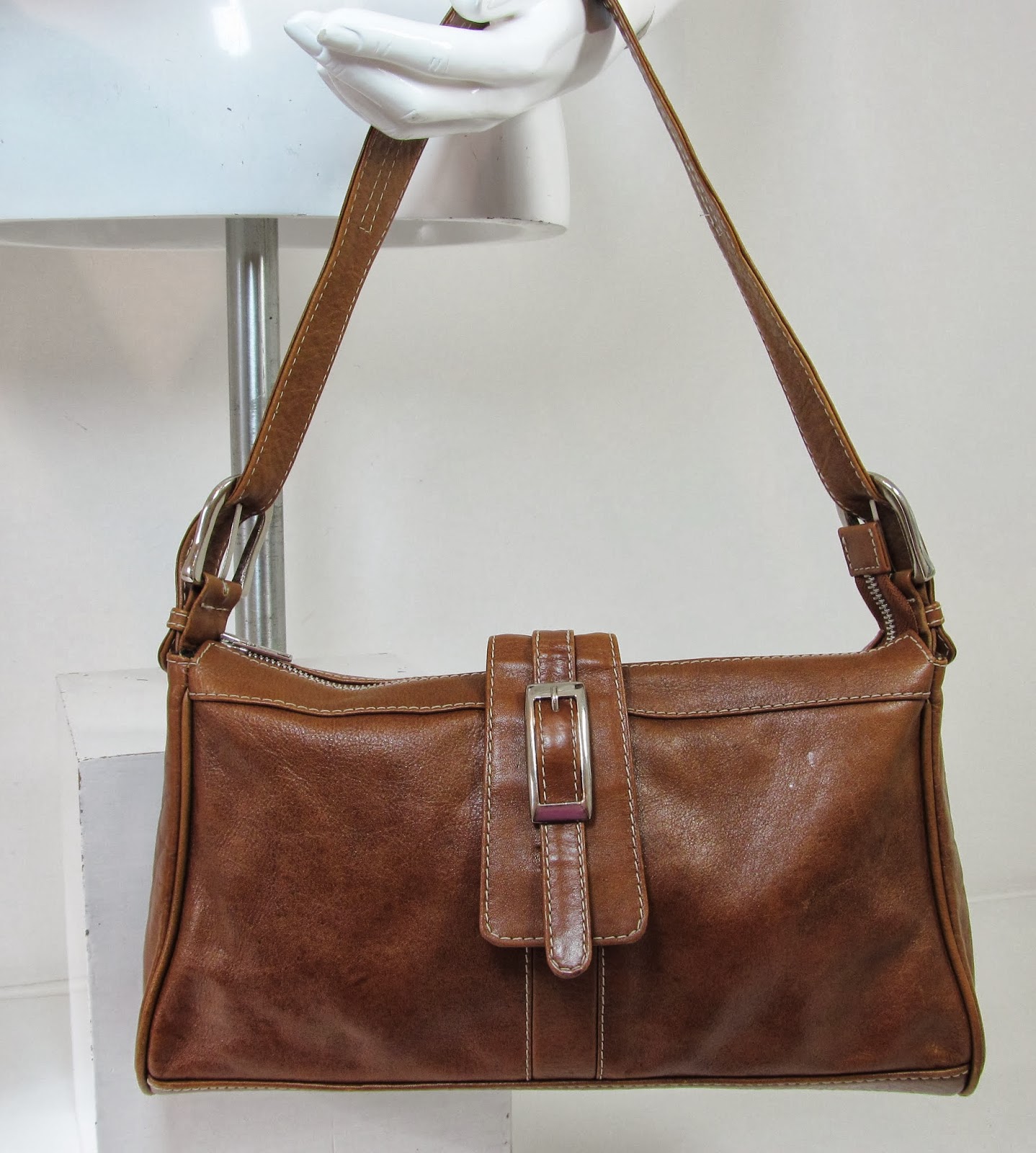 TAN BROWN QUALITY LEATHER OVER SHOULDER BAG HANDBAG PURSE R10998