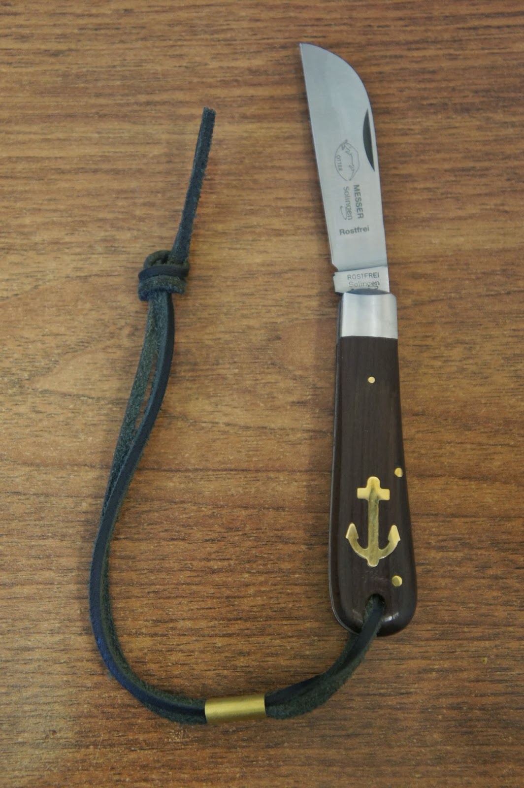 OTTER ANCHOR POCKET KNIFE WITH LEATHER CASE + HIPPEKNIEP GRENADILLE