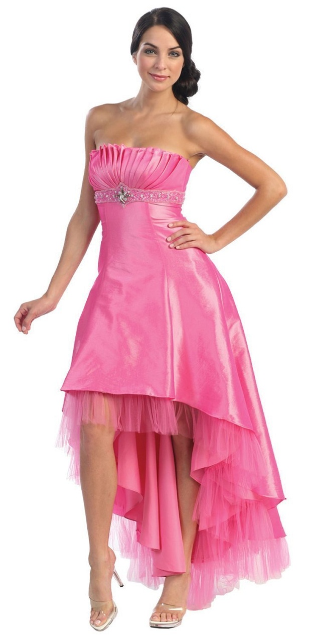Hot pink high low prom dress for juniors 2014