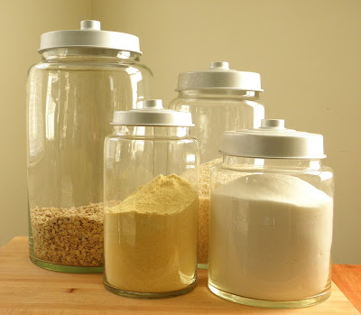 kitchen decor and storage using apothecary jars