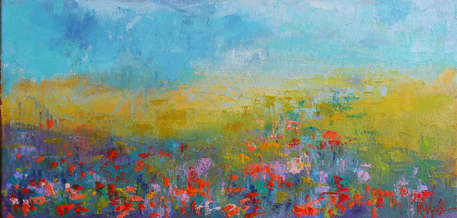 Daily Painters of Texas Untitled Wildflower Landscape Painting by Kay Wyne