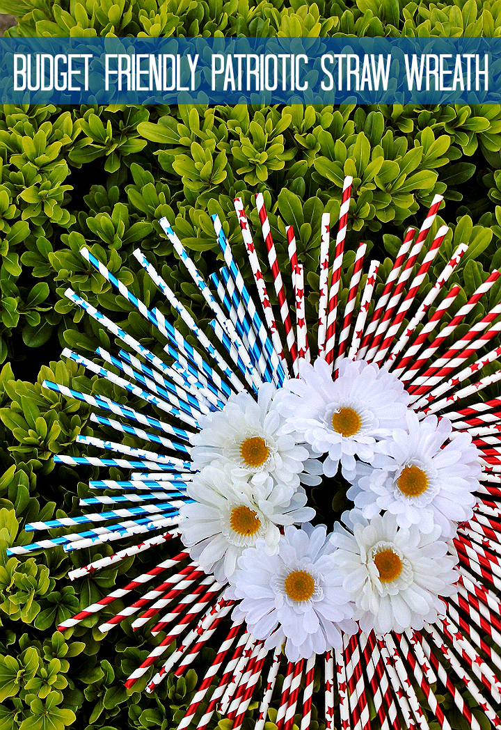 Patriotic Straw Wreath- 4th of July Ideas For Dollars- #99YourFourth #DoingThe99 #AD