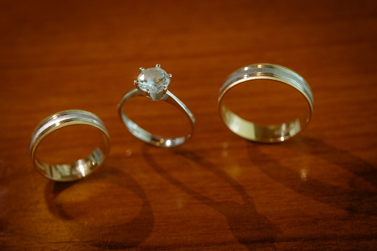 engagement ring and wedding ring