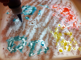 Testy yet trying: Science on the Light Box: Baking Soda and Colored Vinegar