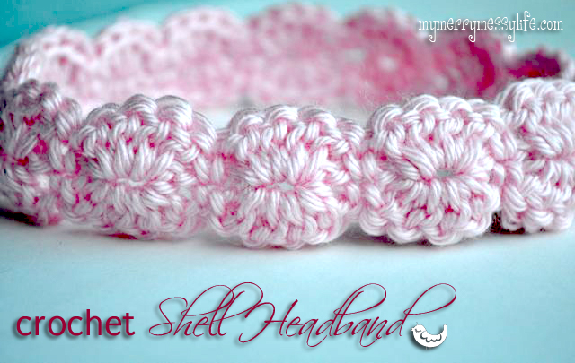 Crochet pattern, blue headband with flower sizes baby to adult