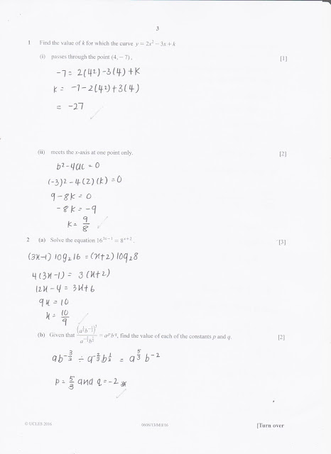 IGCSE Add Maths Working Answers [0606/13] Paper 1 2016 (May/June) - Mr