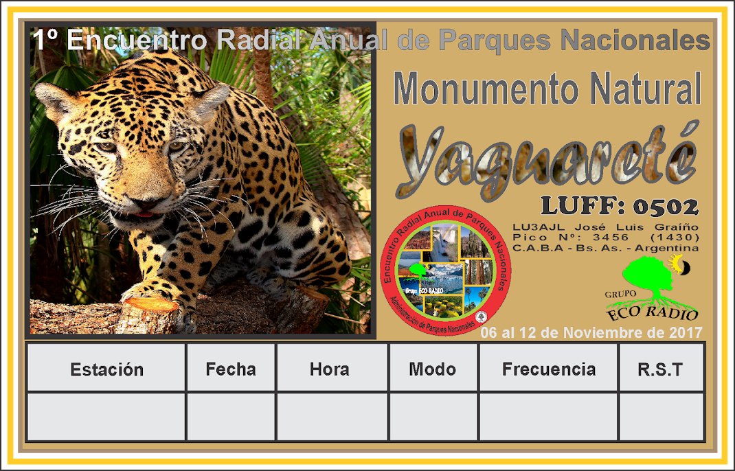 QSL Monumento Natural Yaguarete