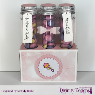 Divinity Designs Stamp Set: Treat Tag Sentiments 1, Test Tube Treat,  Custom Dies: Scalloped Circles, Test Tube Trio, Paper Collection: Spring Flower 2019, Test Tubes: Large