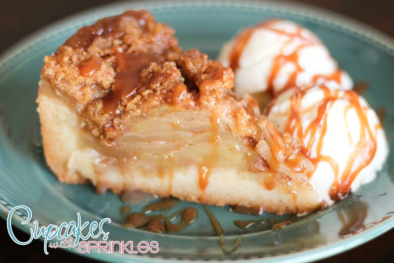 Cupcake with Sprinkles Sugar Cookie Caramel Apple Crisp