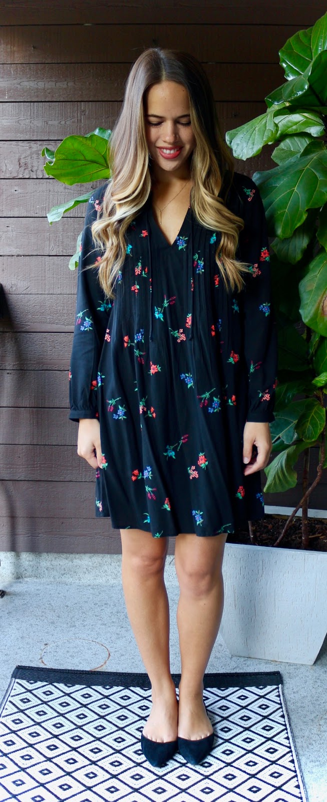 Jules in Flats - Old Navy Floral Swing Dress (Business Casual Fall Workwear on a Budget) 