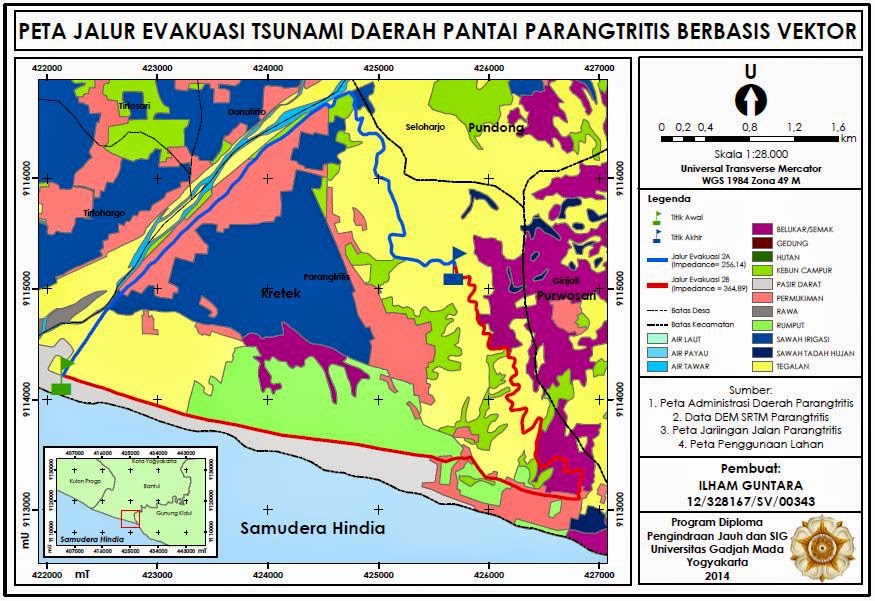 Contoh Peta Jalur Evakuasi Tsunami Daerah Pantai Parangtritis www.guntara.com