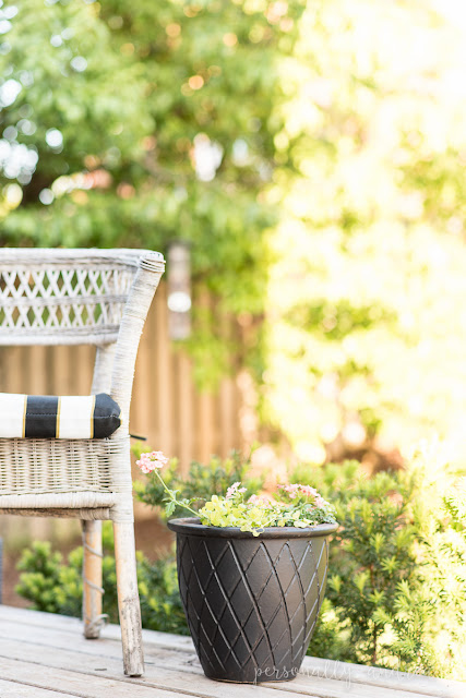 How to love your suburban backyard.  My tips for making the most of your space and living in it throughout the summer. Unify the look of your accessories with spray paint. 
