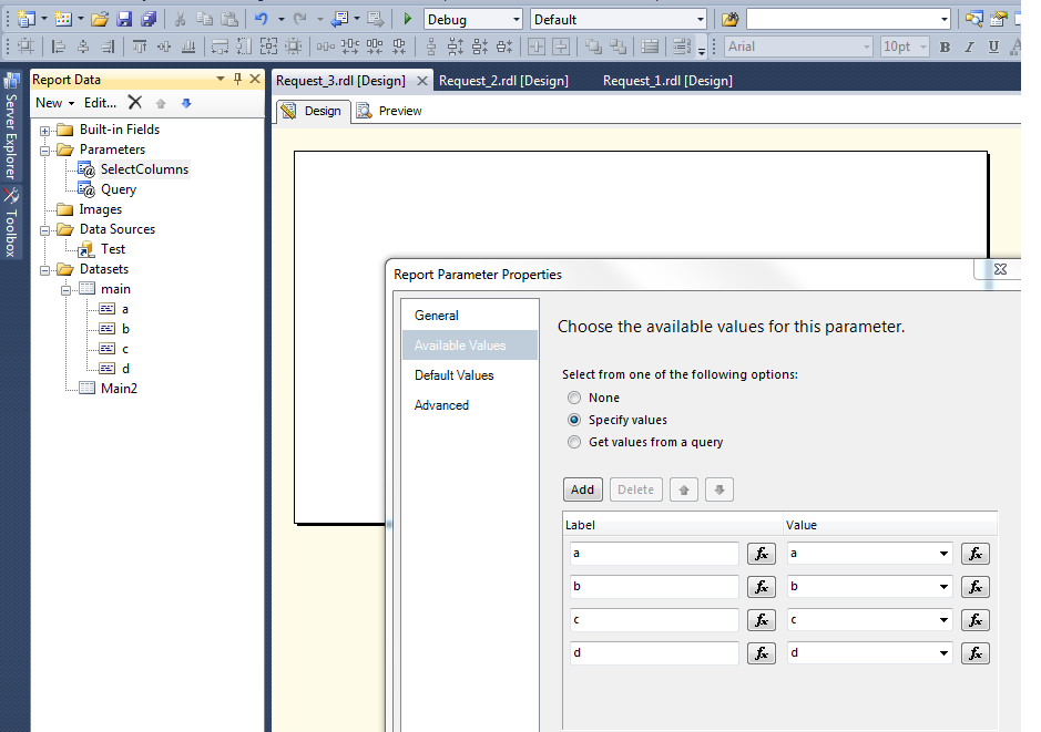 SSRS Dynamic Columns in Tablix