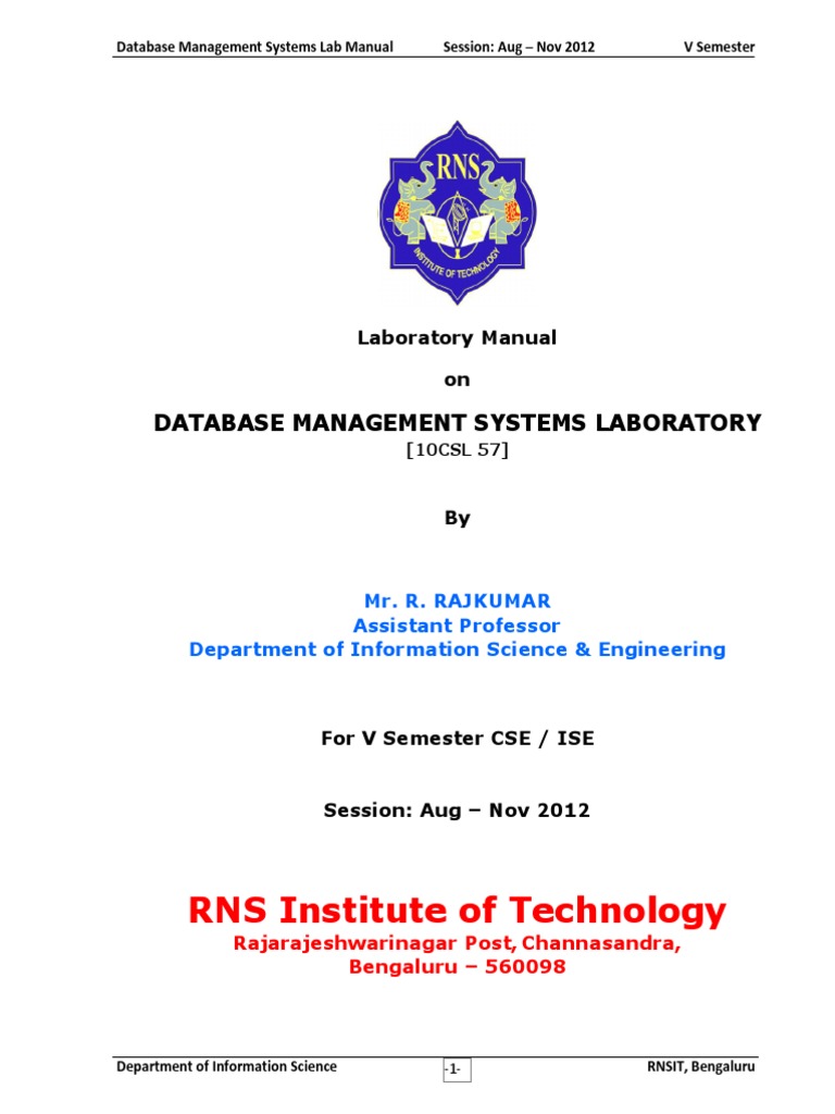 dbms lab manual Scribd india