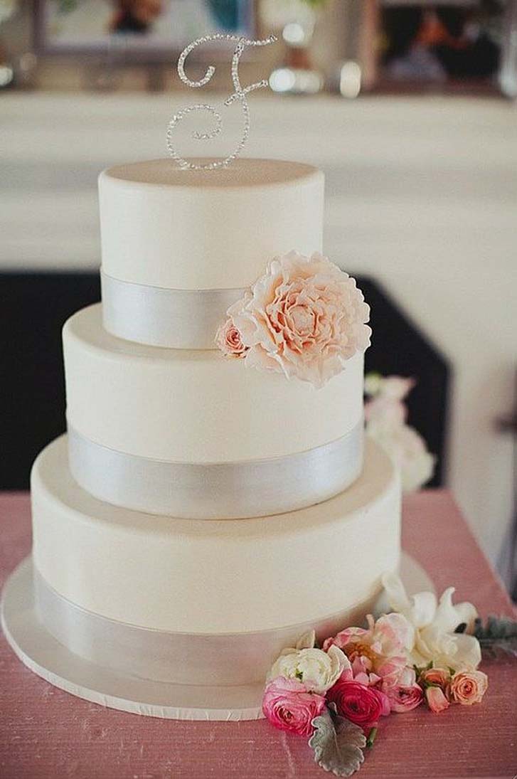 Romantic Silver Crystal Wedding Cake Topper