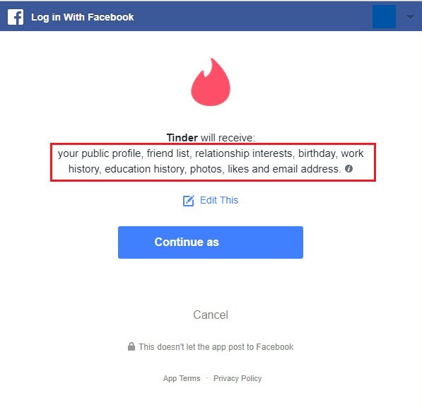 Facebook privacy tinder How To