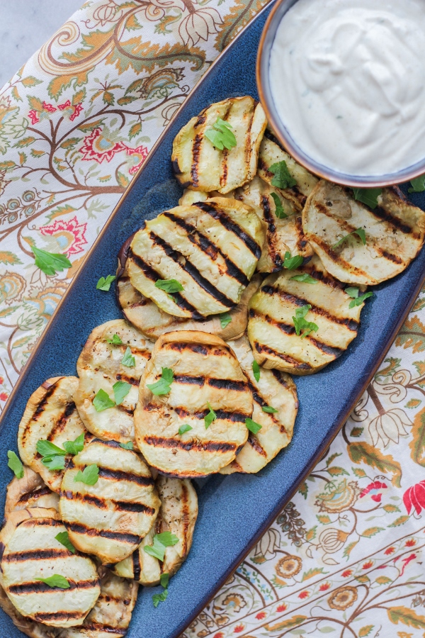 Grilled Eggplant with Cumin Scented Yogurt Sauce