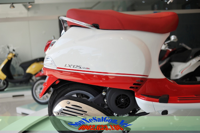 Sơn xe Vespa LX Bi-Color màu trắng đỏ - SƠN XE SÀI GÒN