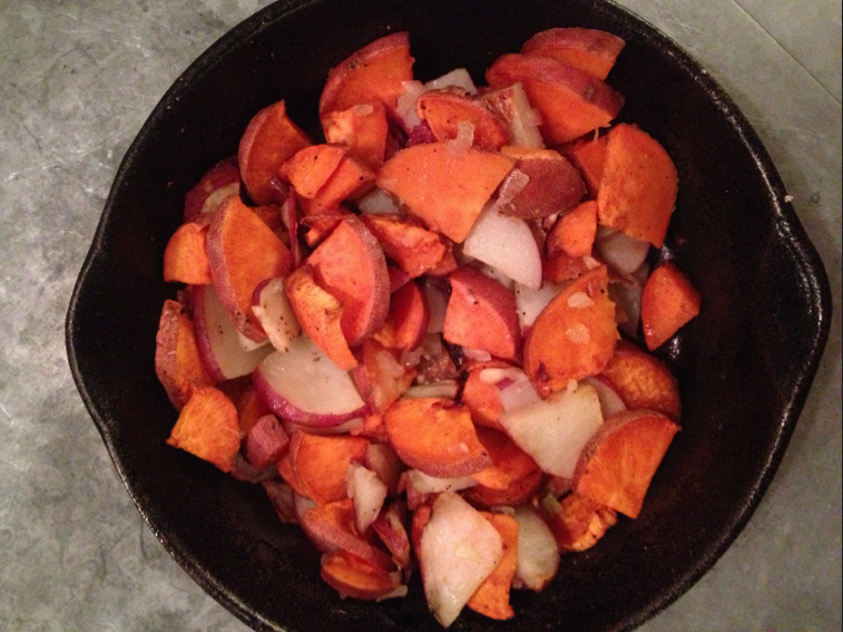 GOLDEN DREAMLAND Thanksgiving Recipe Truffled Roast Yams & Potatoes