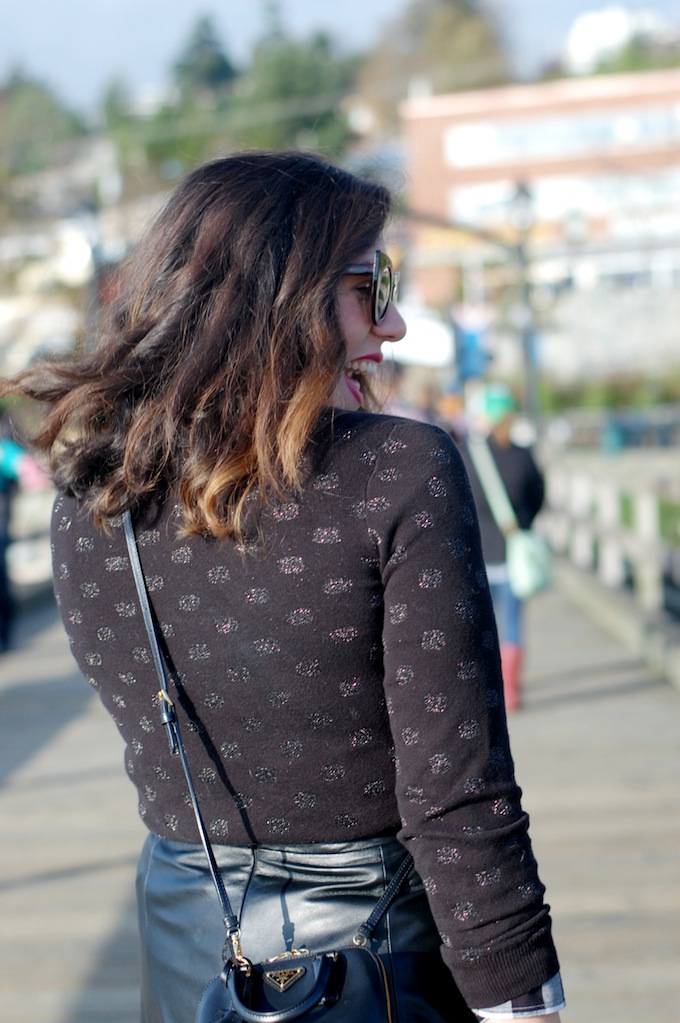Polka dot sweater Vancouver fashion blogger