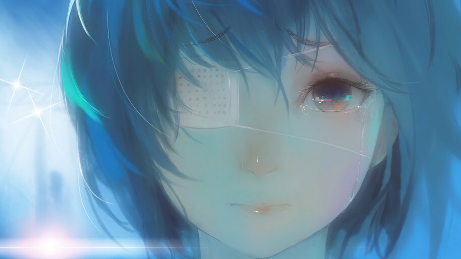 Anime, Girl, Eyepatch, Crying, 4K, #6.1011