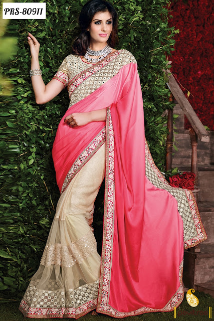 Beautiful Pink Color Party Wear Saree for Young Girls Online Shopping with Lowest Price