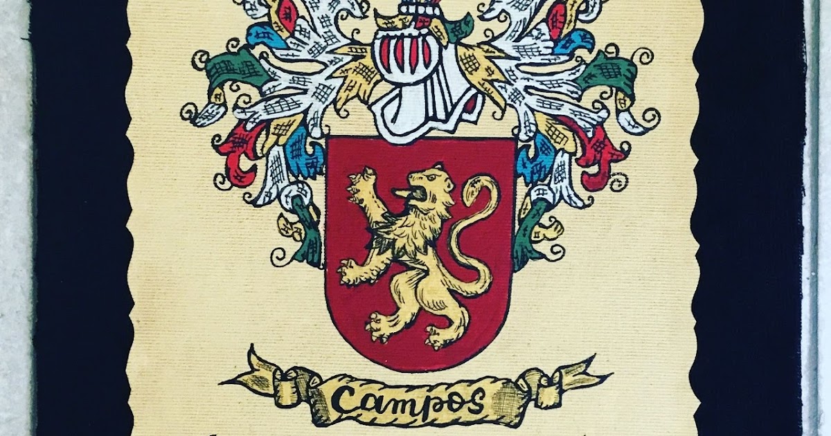 Todo de heráldica Apellido Campos en Pergamino pintado a mano
