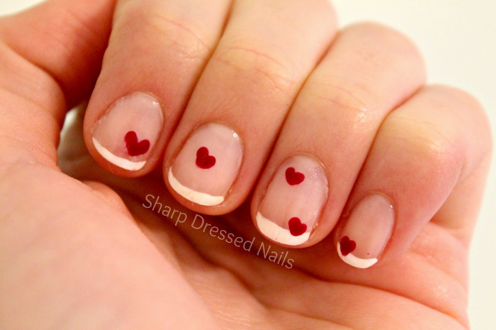 Sharp Dressed Nails French Manicure with Hearts Valentine Nails 2015
