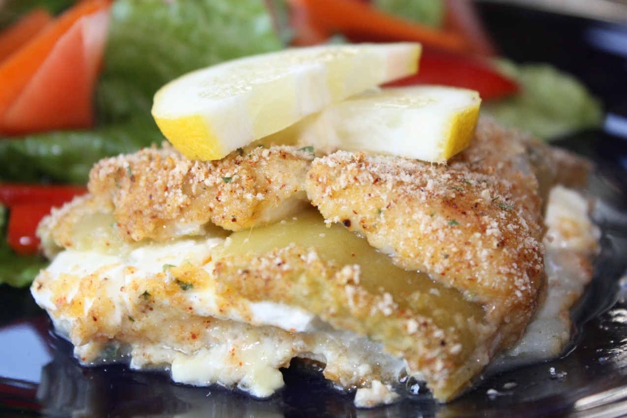 pass the peas, please chile cheese fish stacks