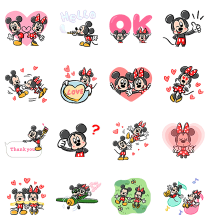 Psychiatrie Museum concept LINE Official Stickers - Lovely Mickey and Minnie Pop-Up Stickers