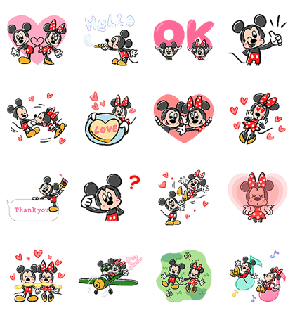 Line 公式スタンプ ミッキー ミニー ラブラブポップアップ