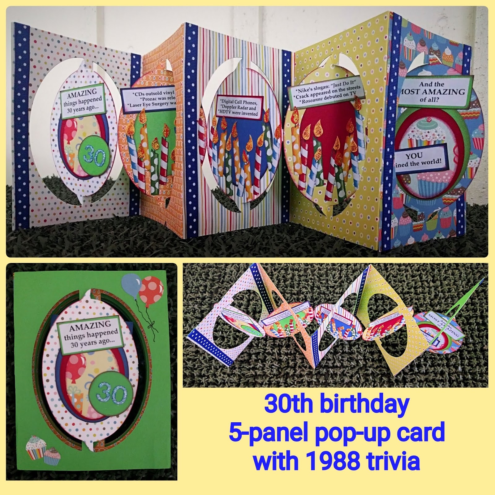 Angie Papercrafts Oval Accordion Birthday Card 30 Candles